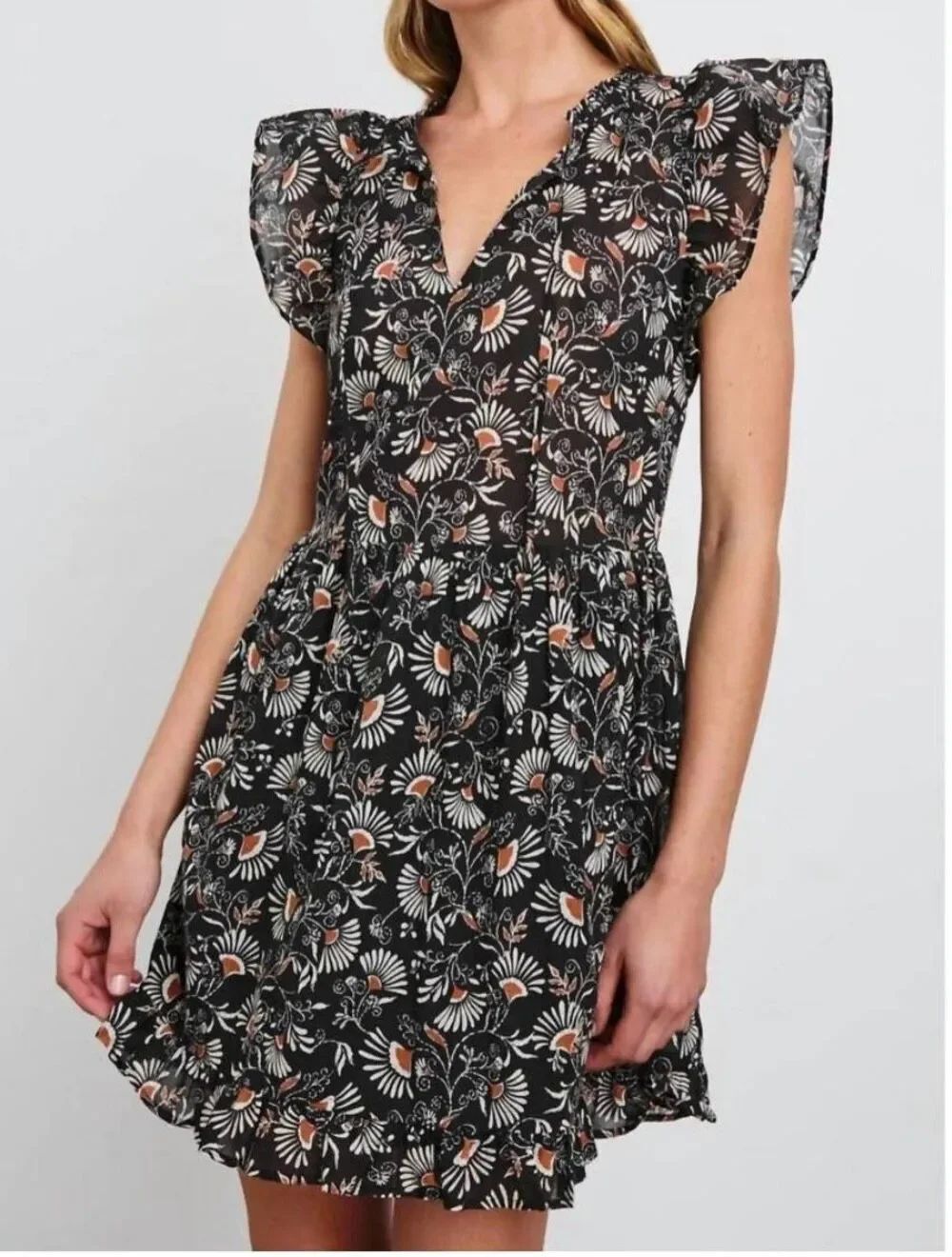 Rails Cassia Zinnia Midi Dress With Ruffles 100% Cotton Size S NWT